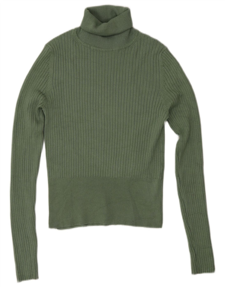 Suéter feminino Zara com gola redonda e viscose verde médio Reino Unido 12