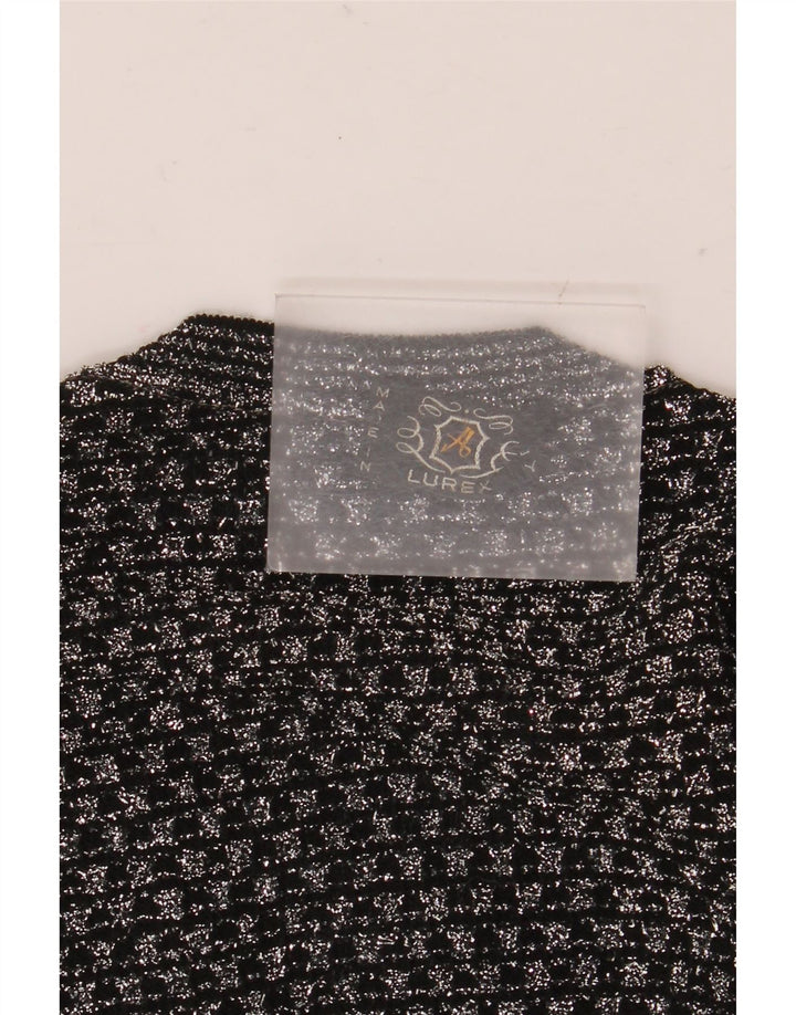 Colete feminino vintage regata UK 14 médio preto geométrico