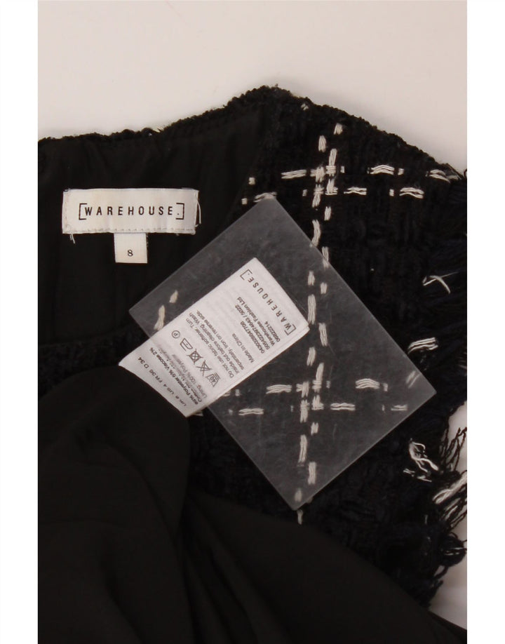 WAREHOUSE Vestido feminino sem mangas com bainha UK 8 pequeno xadrez azul marinho