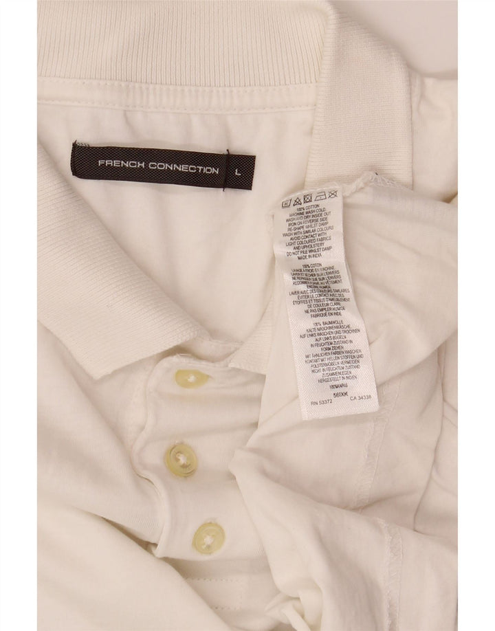 Camisa polo masculina French Connection grande algodão branco