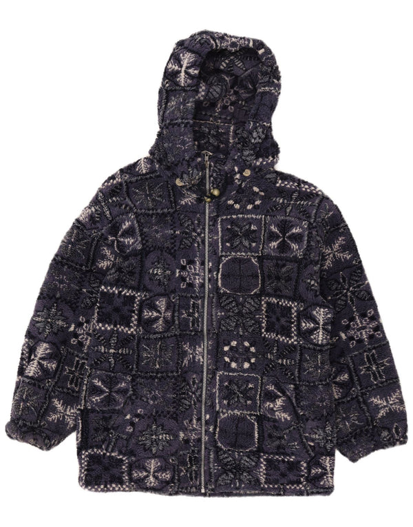 Jaqueta masculina de lã com capuz Brugi UK 44 2XL azul marinho Fair Isle