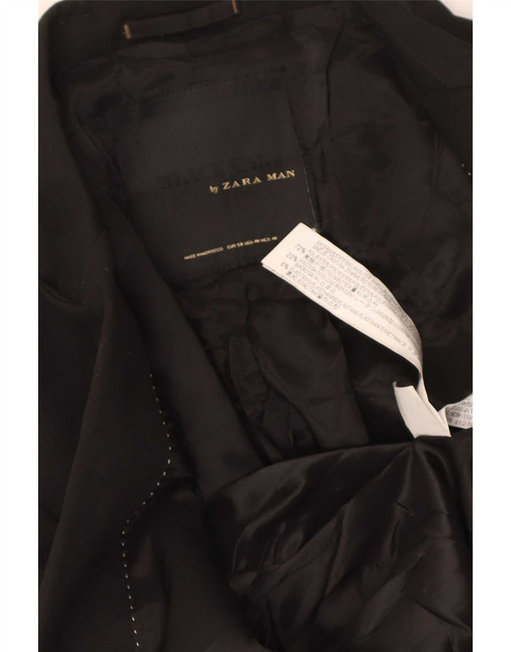 Jaqueta blazer masculina Zara com 2 botões EU 50 poliéster preto médio