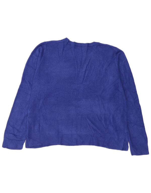 Suéter feminino Marks & Spencer com gola redonda UK 20 2XL azul acrílico