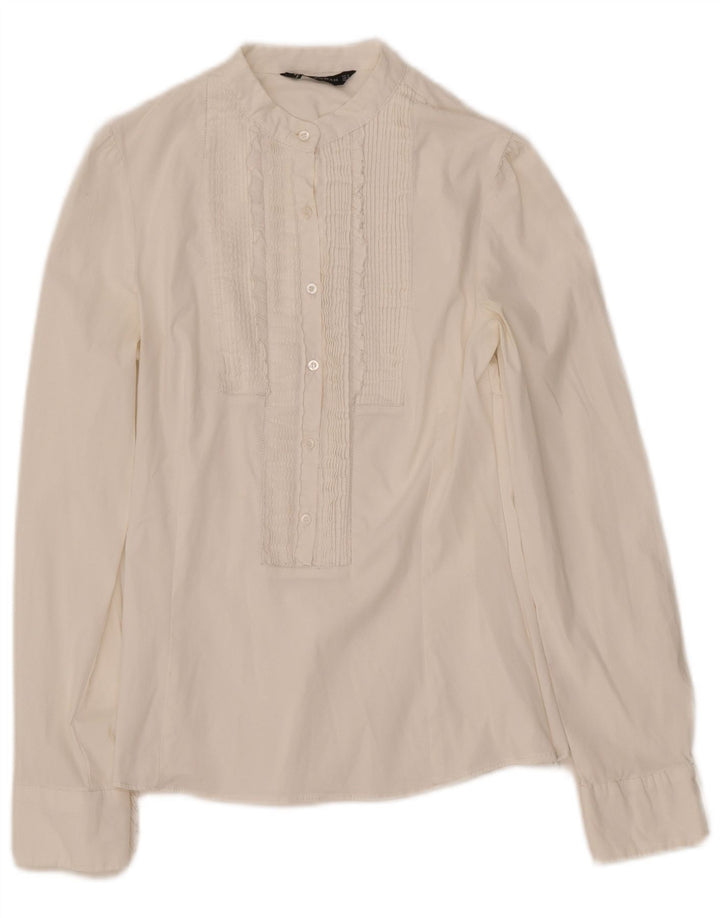 Pulôver feminino ZARA camisa smoking Reino Unido 8 pequeno branco