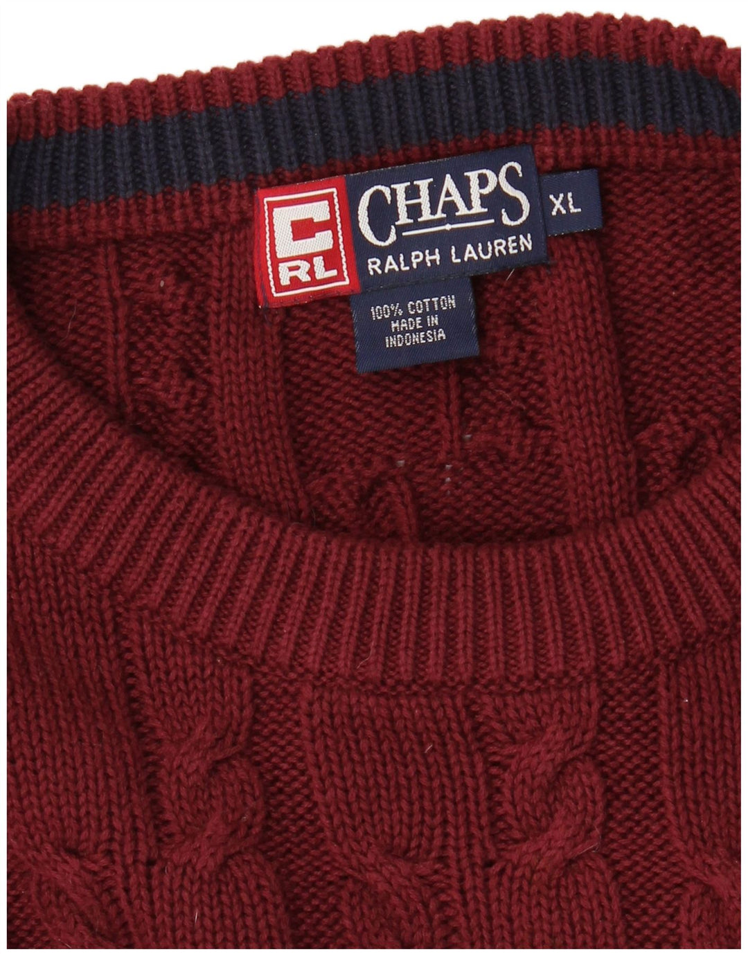 Suéter masculino CHAPS RALPH LAUREN com gola redonda XL algodão borgonha