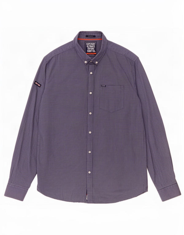Camisa masculina Superdry Regular Fit 2XL algodão xadrez azul