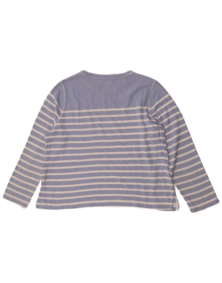 Top feminino Marks & Spencer manga comprida Reino Unido 16 grande algodão listrado azul
