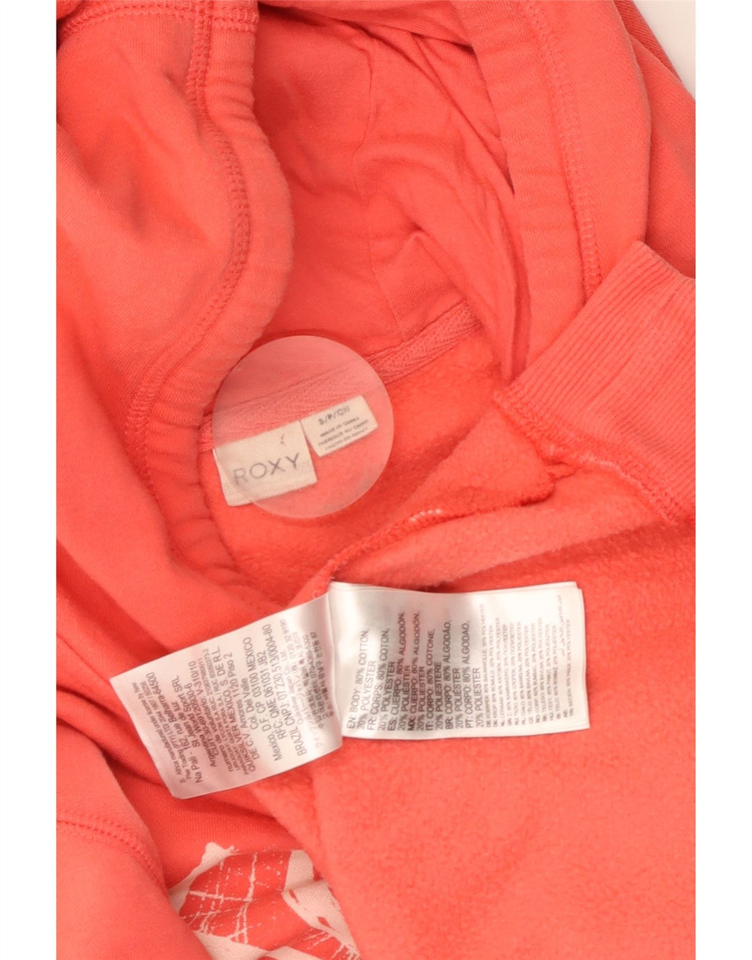 Roxy feminino gráfico moletom com capuz Reino Unido 10 pequeno algodão vermelho