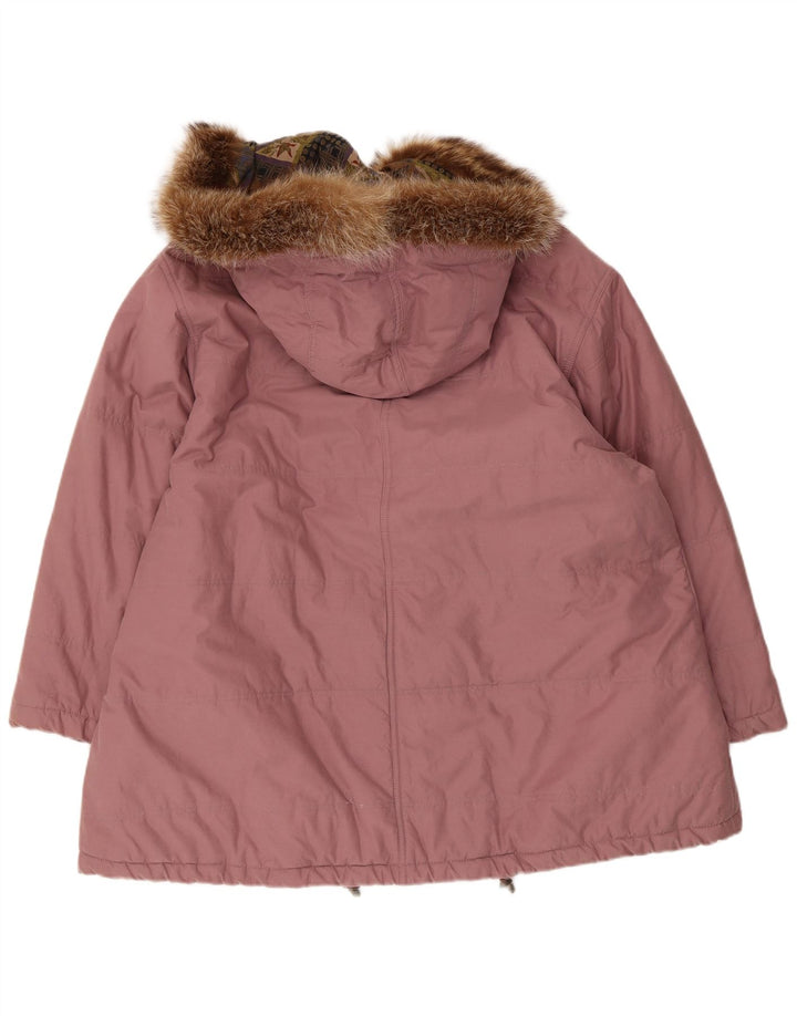 Jaqueta parka feminina Mabrun com capuz grande IT 40 algodão rosa médio