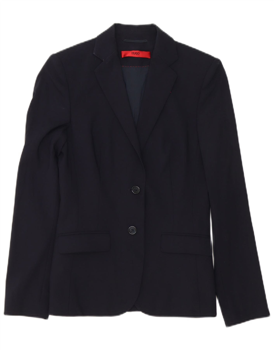 Jaqueta blazer feminina Hugo Boss com 2 botões Reino Unido 6 XS azul marinho lã virgem
