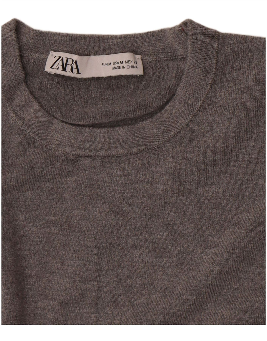 Suéter feminino Zara com gola redonda, Reino Unido 12 cinza médio