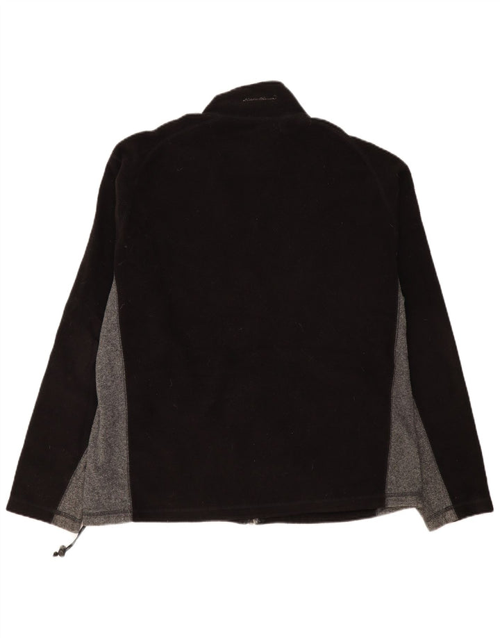 Jaqueta de lã masculina EDDIE BAUER UK 40 grande poliéster colorblock preto