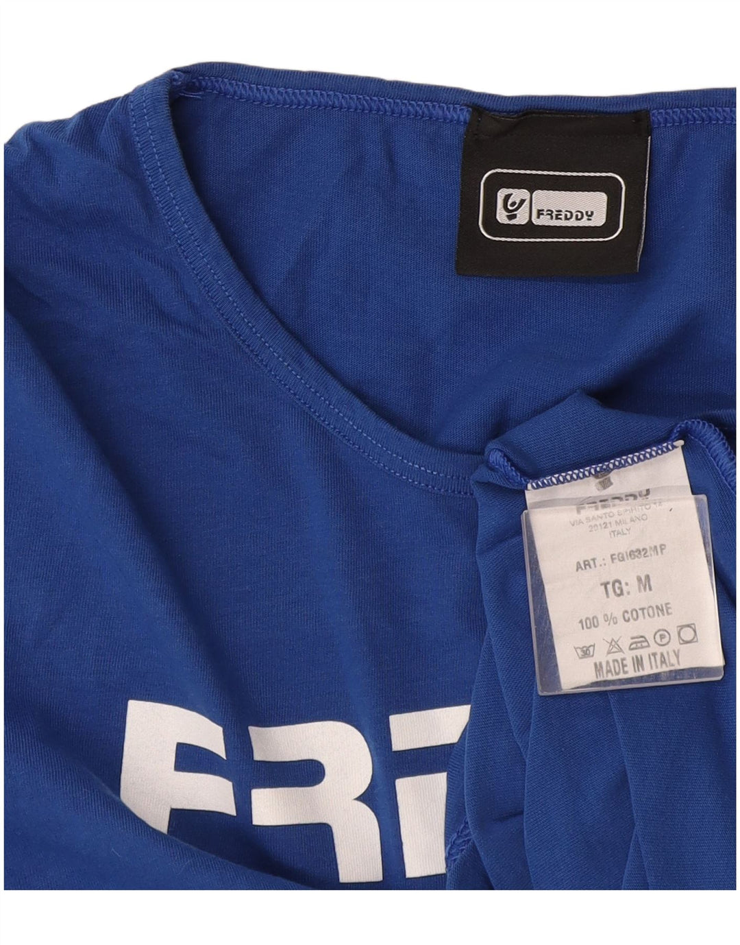 Camiseta feminina gráfica Freddy Top UK 12 algodão azul médio