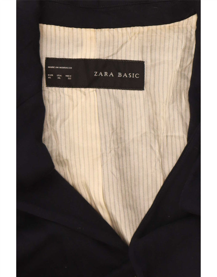 Jaqueta blazer feminina Zara com 1 botão Reino Unido 18 XL azul marinho viscose
