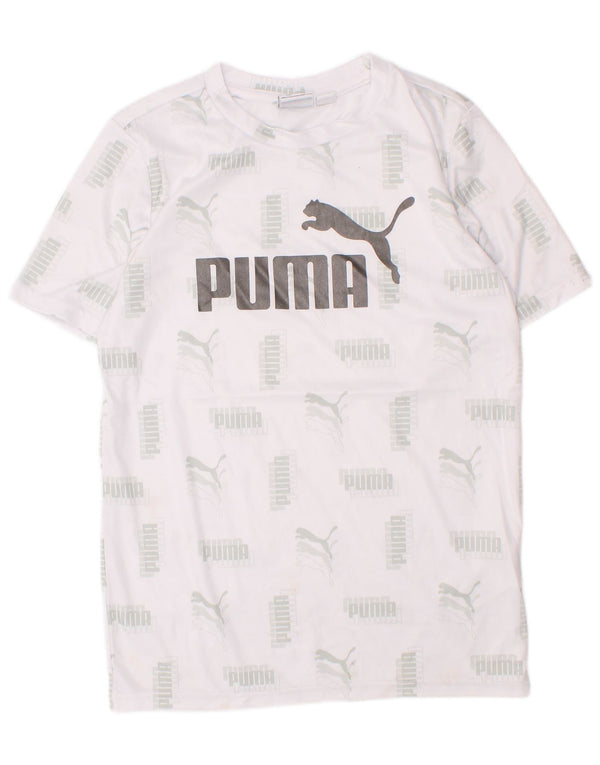 Camiseta Puma Boys Graphic Top 7-8 Anos Pequeno Poliéster Branco