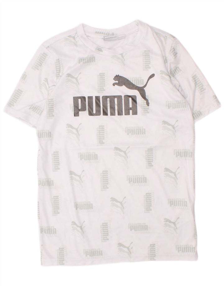 Camiseta Puma Boys Graphic Top 7-8 Anos Pequeno Poliéster Branco