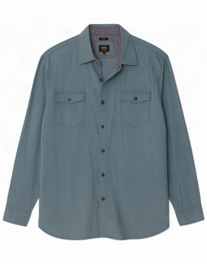 Lee Mens Stretch Regular Fit Shirt XL Blue Cotton