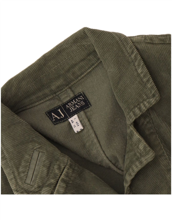 Jaqueta blazer feminina de veludo com 3 botões Armani Jeans Reino Unido 16 grande cáqui