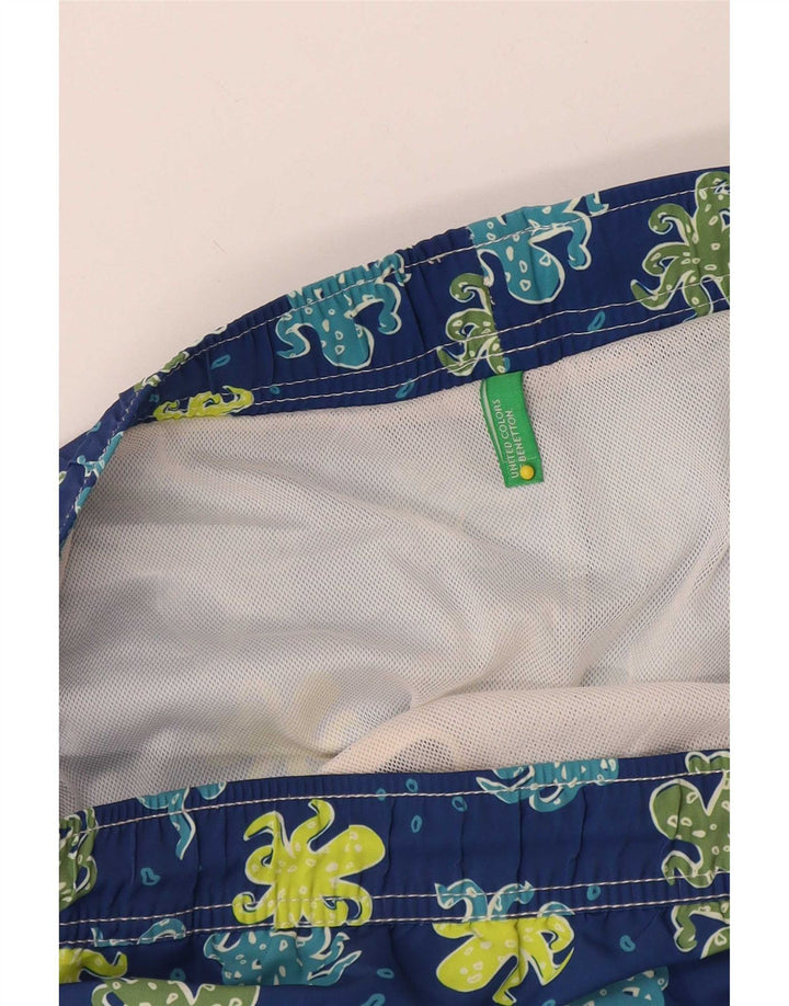 Shorts de banho masculinos com padrão abstrato Benetton XL azul