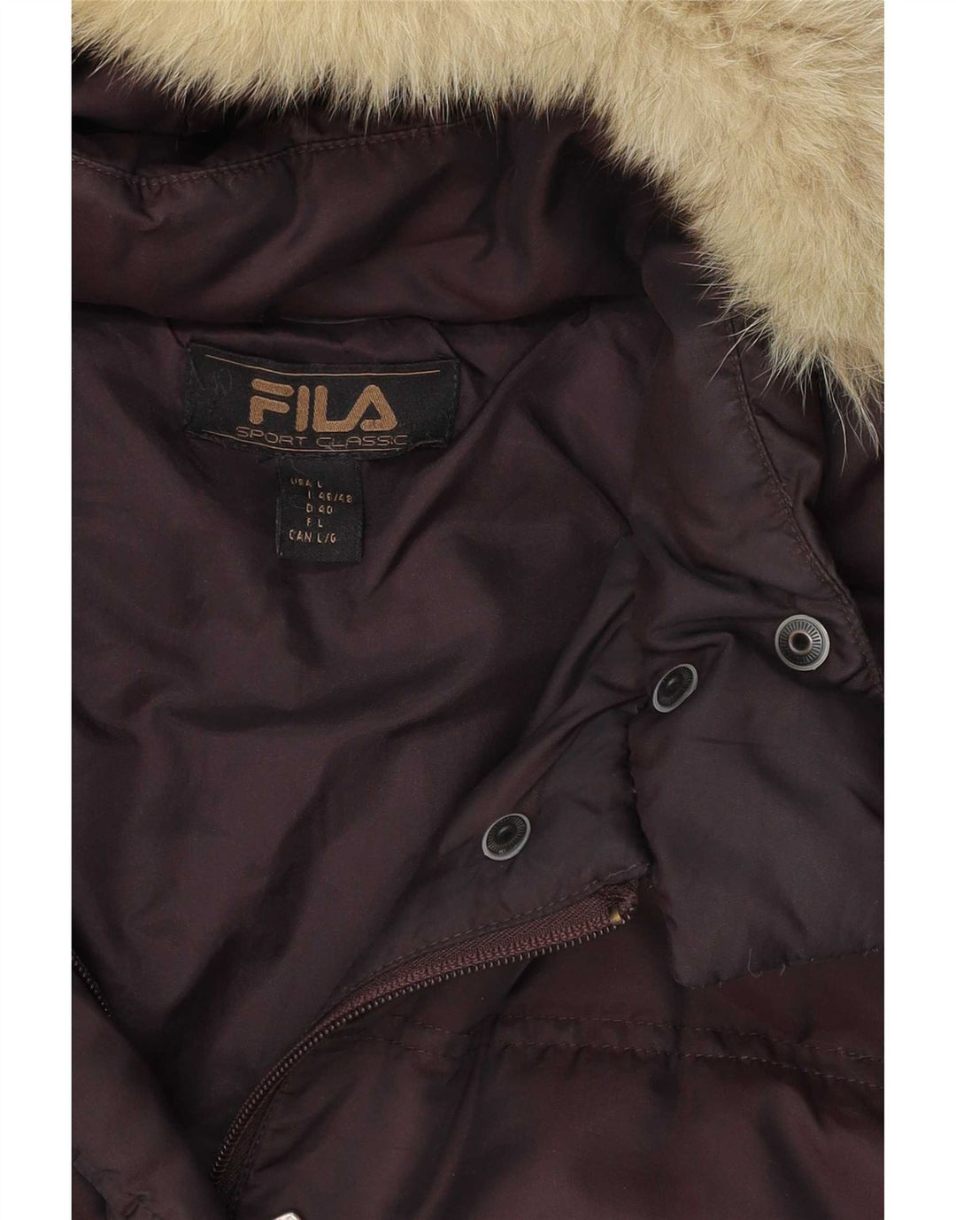 Jaqueta acolchoada com capuz feminino Fila IT 46/48 grande marrom poliamida