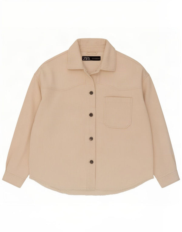 Camisa feminina de veludo cotelê Zara UK 6 XS off white algodão