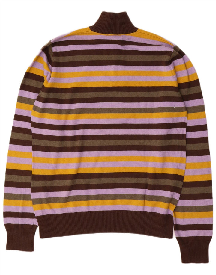 Suéter masculino Sergio Tacchini com zíper e gola grande listrado multicolorido