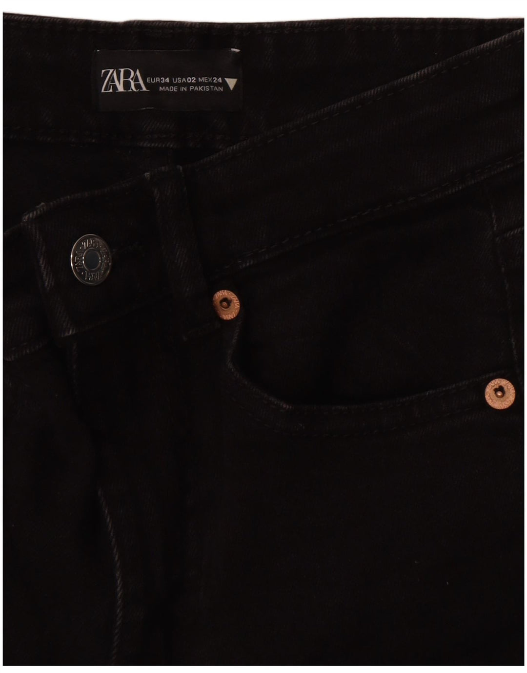 Calça jeans feminina Zara Bootcut EU 34 2XS W24 L25 preta