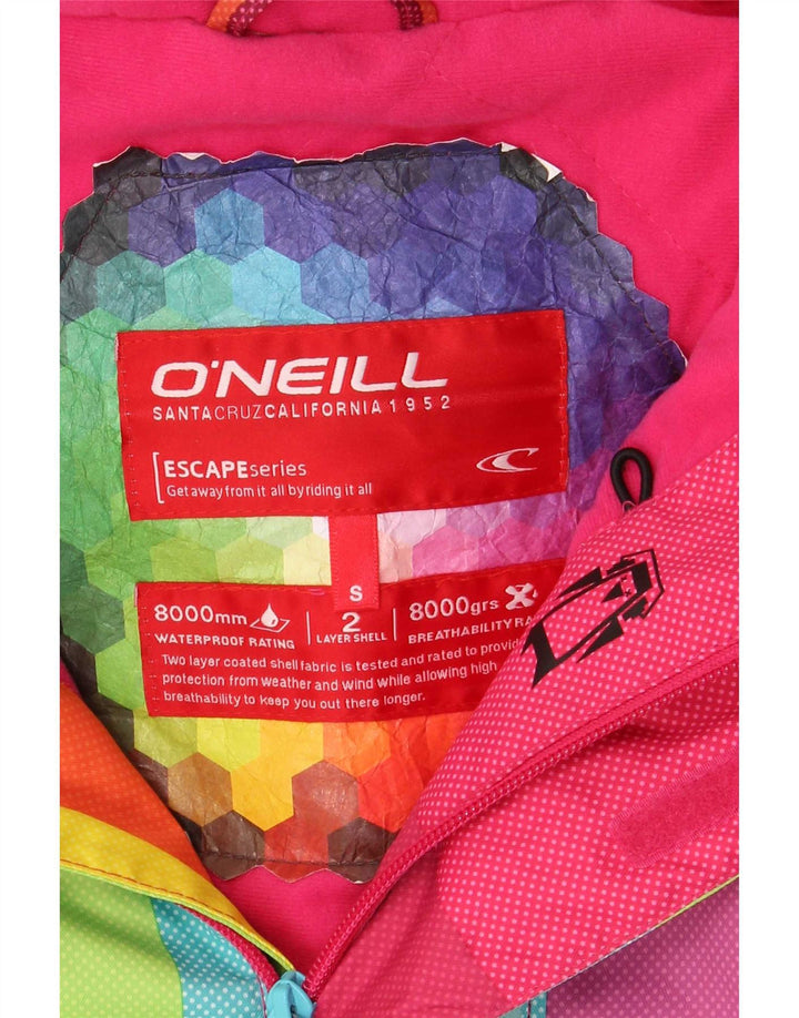 Jaqueta de chuva feminina com capuz O'Neill UK 10 pequeno bloco colorido multicolorido