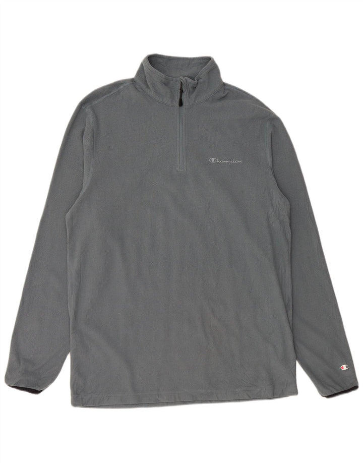 CHAMPION Suéter masculino de lã com zíper e gola 2XL poliéster azul