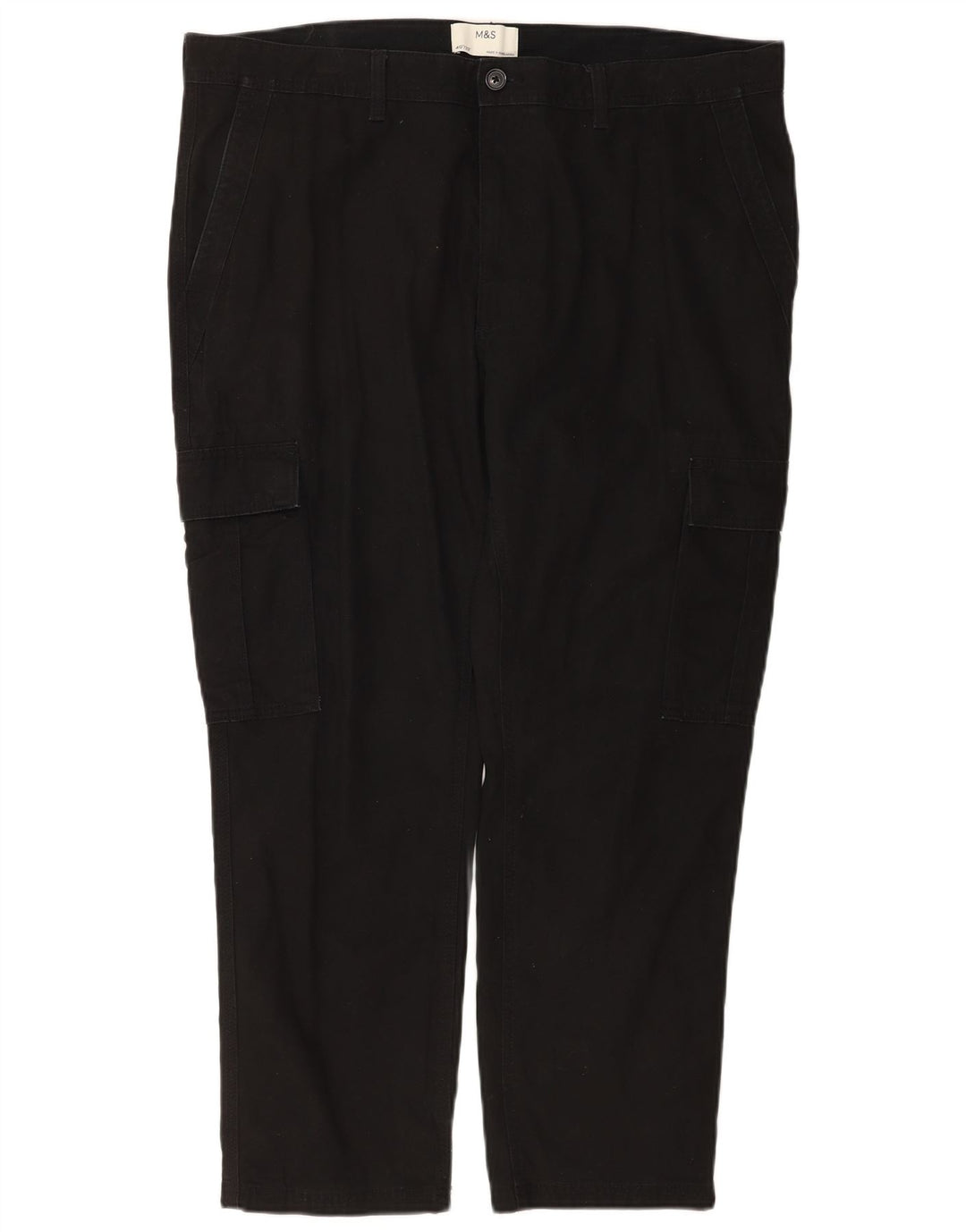 Calça cargo slim masculina Marks & Spencer W40 L29 algodão preto