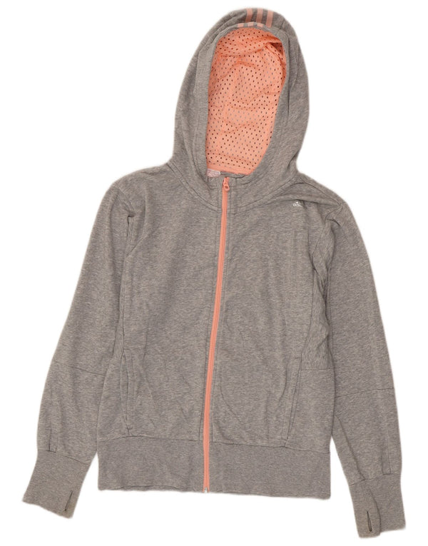 Suéter Adidas feminino com capuz e zíper 14-15 anos algodão cinza