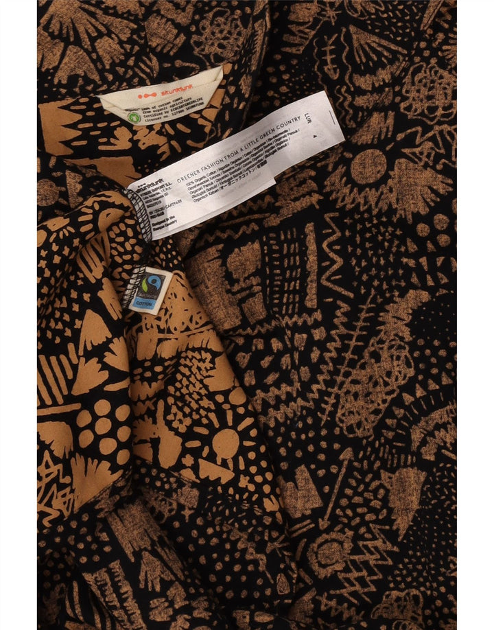 Vestido bainha feminino Skunkfunk Reino Unido 12 algodão geométrico marrom médio