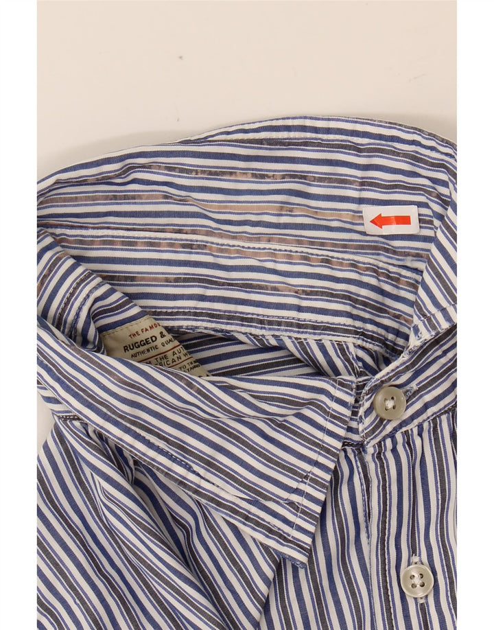 MARLBORO CLASSICS Camisa masculina robusta e refinada de algodão listrado azul médio