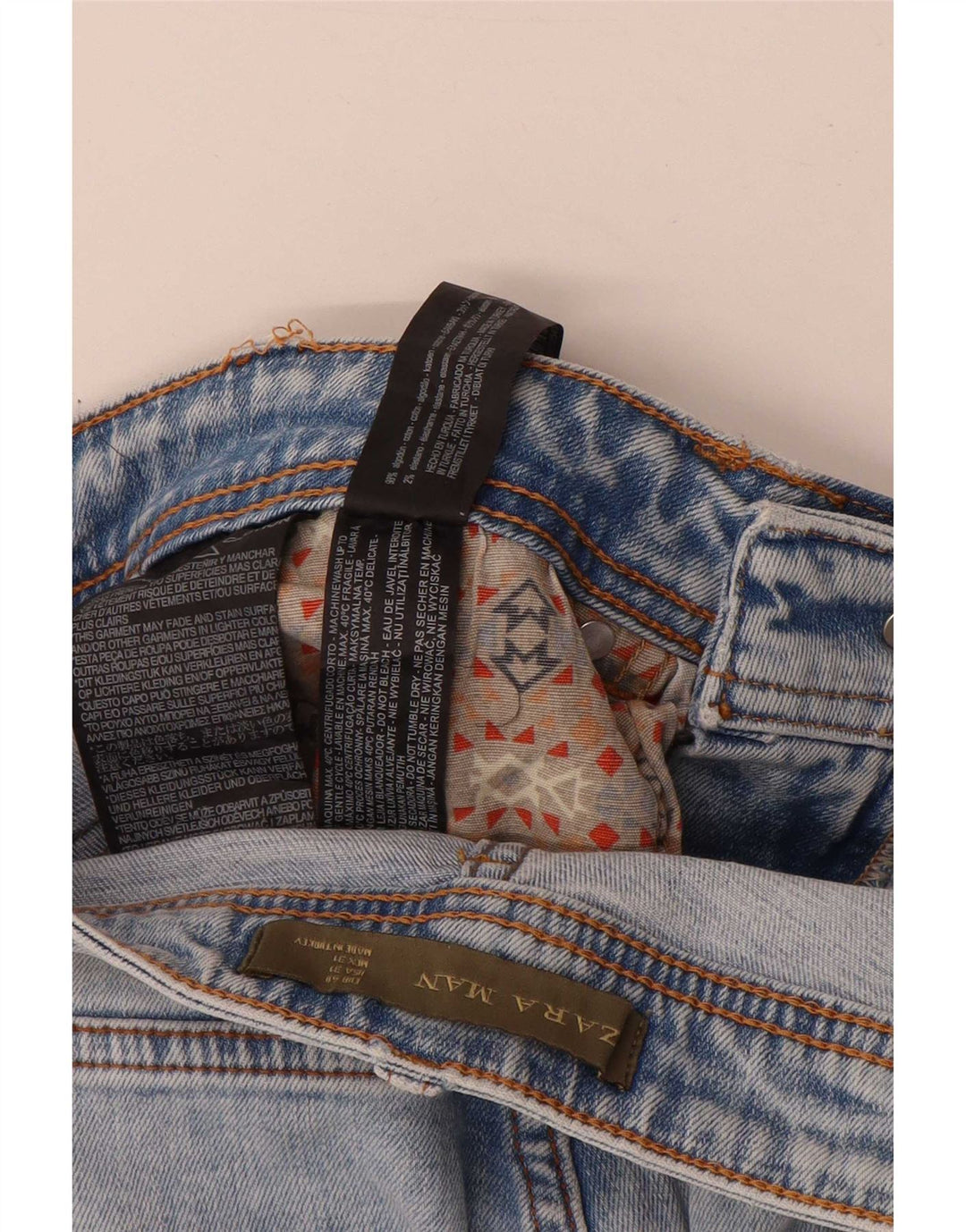 Zara Mens Distressed Slim Jeans EU 40 Médio W31 L26 Azul Algodão