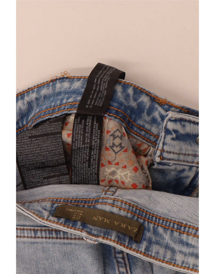 Zara Mens Distressed Slim Jeans EU 40 Médio W31 L26 Azul Algodão