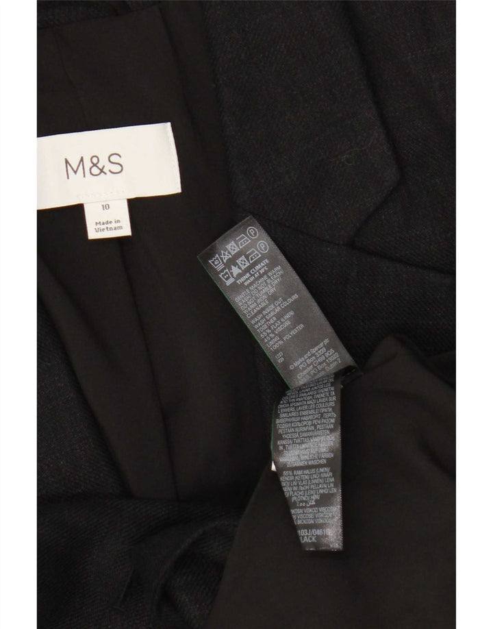 Jaqueta blazer feminina de 1 botão Marks & Spencer UK 10 pequena linho preto