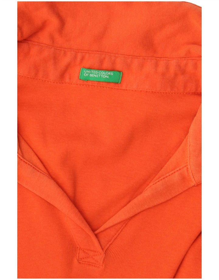 Polo feminino de manga comprida Benetton UK 12 médio laranja