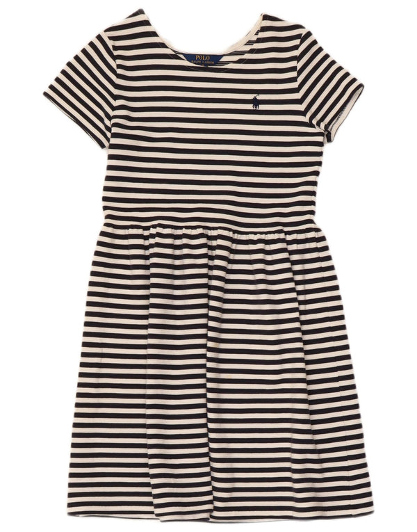 Vestido Polo Ralph Lauren feminino evasê 12-13 anos grande listrado azul marinho