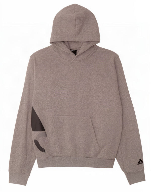 Suéter com capuz gráfico masculino Adidas grande algodão manchado cinza