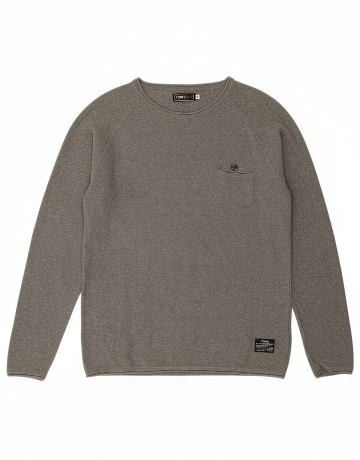 JACK & JONES Suéter masculino com gola canoa e algodão cinza médio