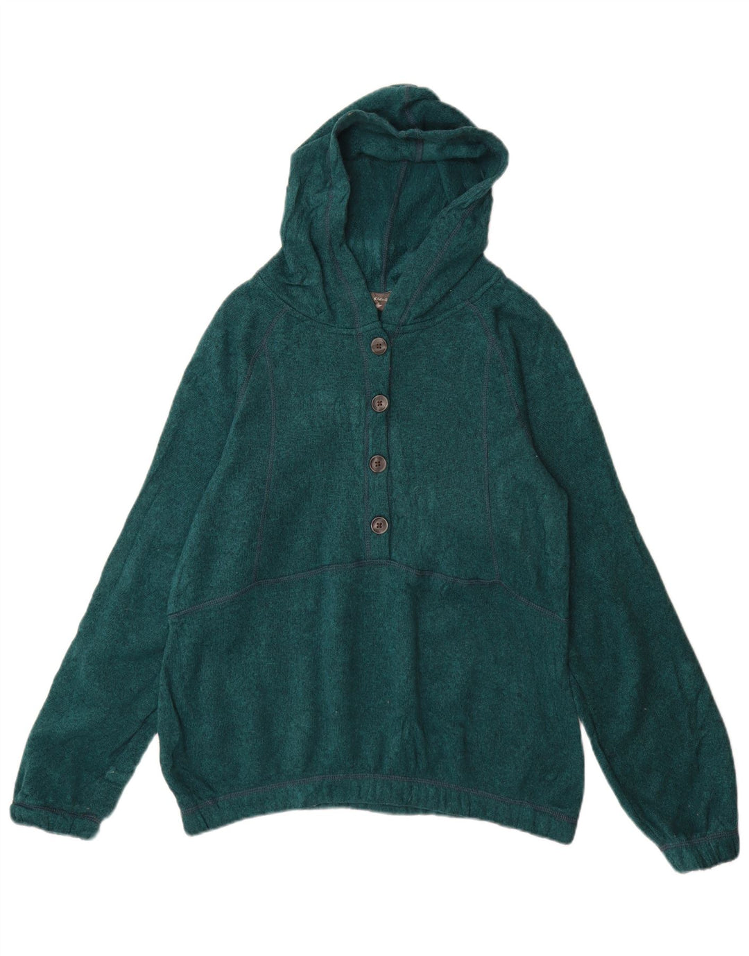 Suéter feminino Eddie Bauer com gola e botão Reino Unido 14 poliéster verde médio
