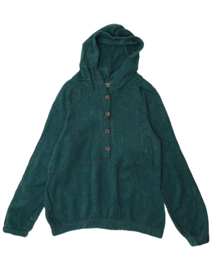 Suéter feminino Eddie Bauer com gola e botão Reino Unido 14 poliéster verde médio
