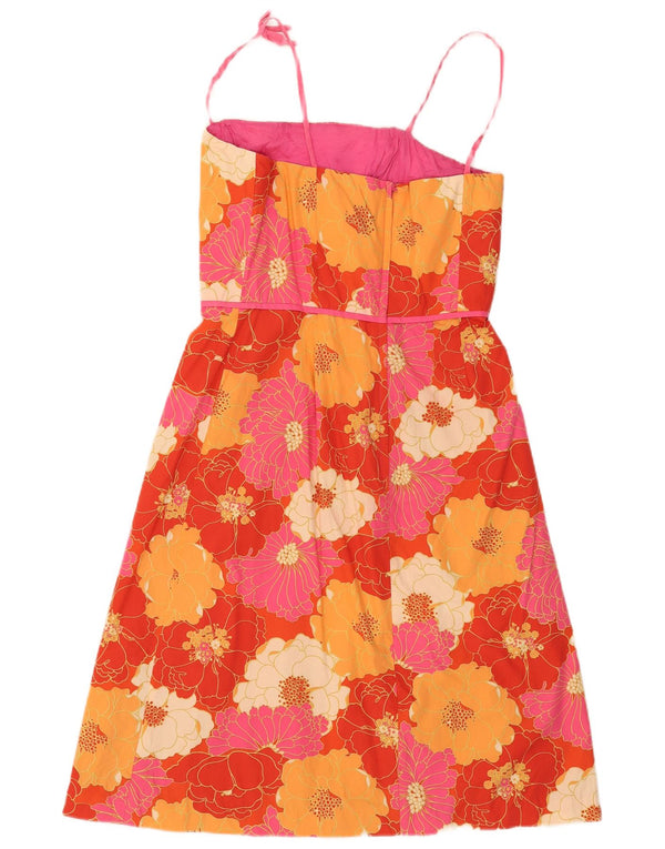 Vestido feminino Kathlin Argiro evasê US 12 grande floral multicolorido