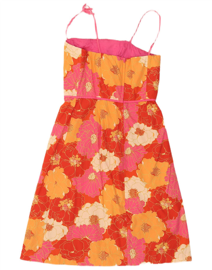 Vestido feminino Kathlin Argiro evasê US 12 grande floral multicolorido