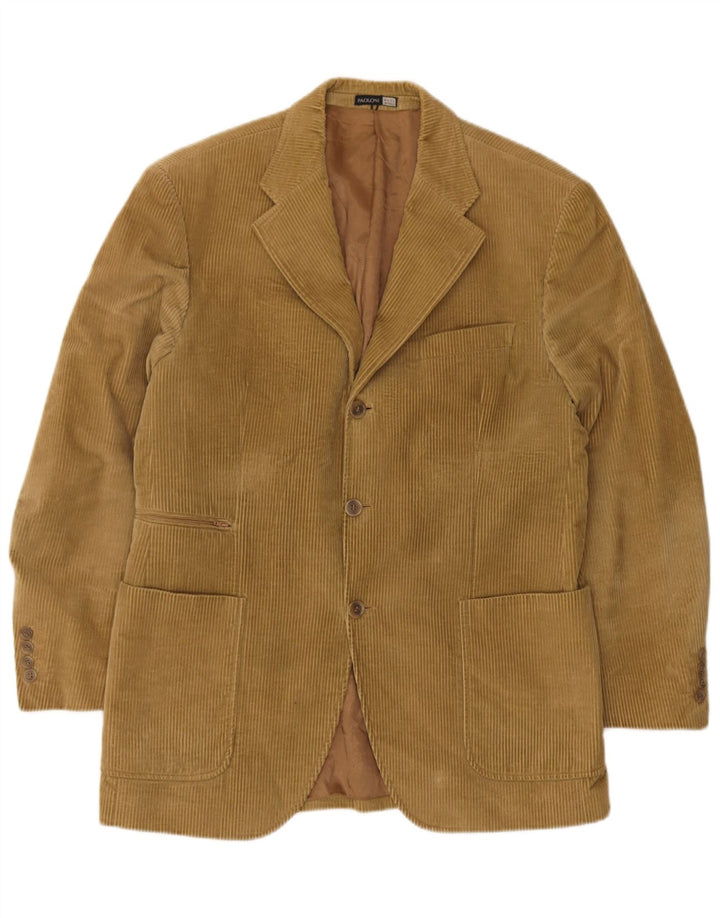 Jaqueta blazer masculina de veludo cotelê com 3 botões Paoloni IT 50 algodão bege grande