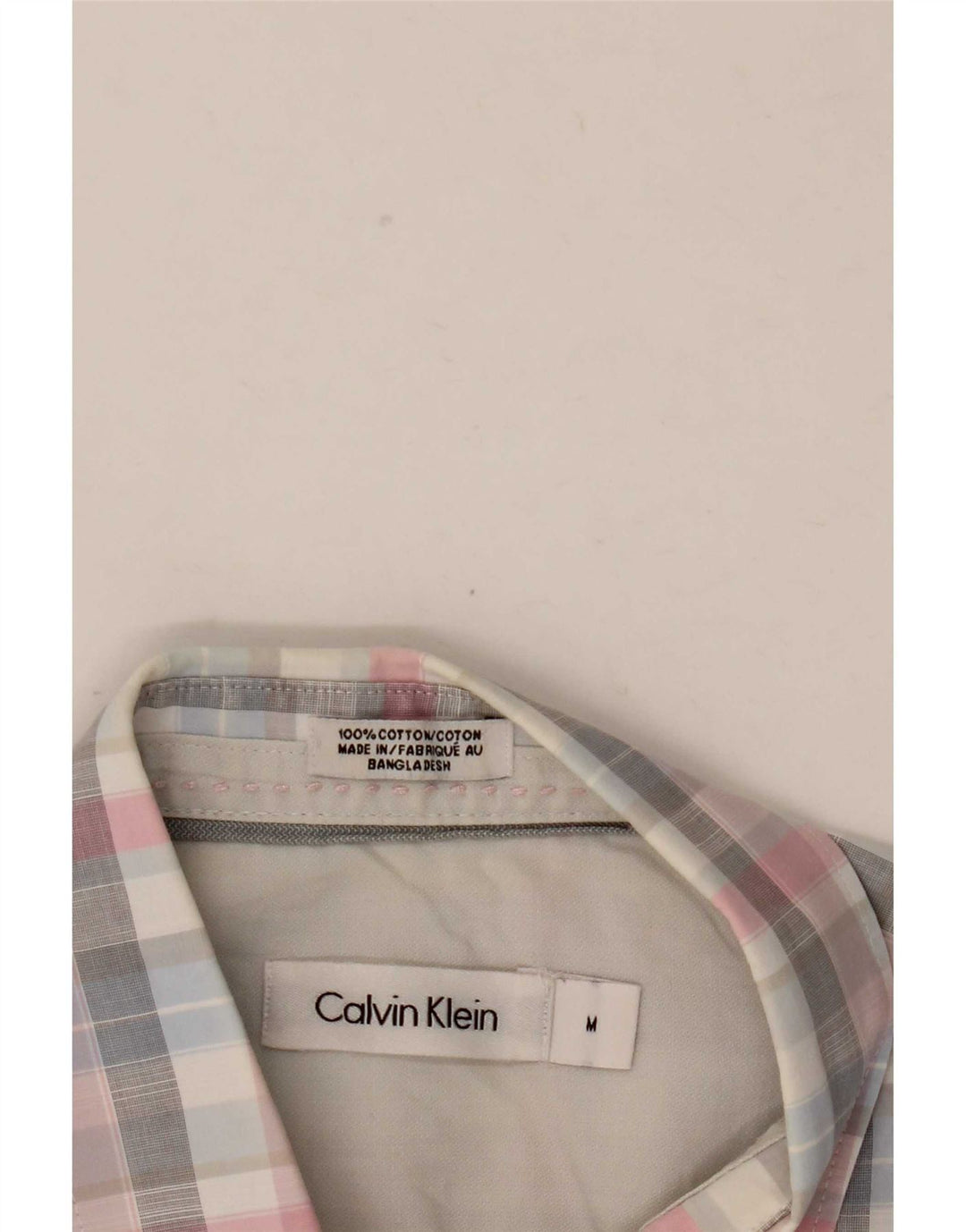 Camisa masculina de manga curta Calvin Klein de algodão xadrez médio multicolorido
