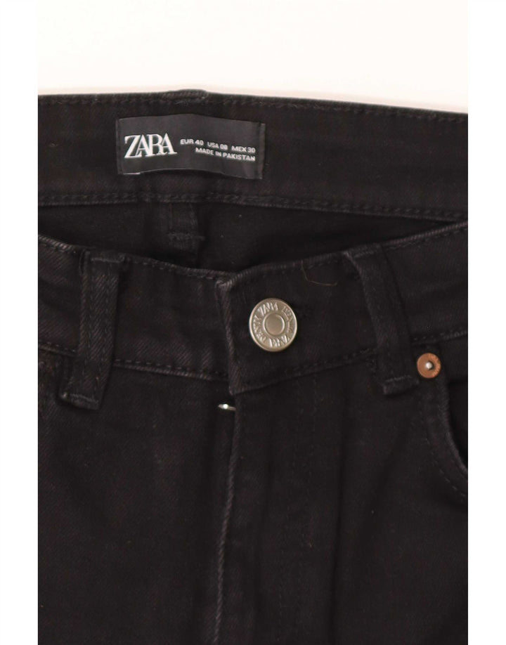 Zara Calça Jeans Feminina Crop Bootcut EU 40 Médio W30 L25 Preto