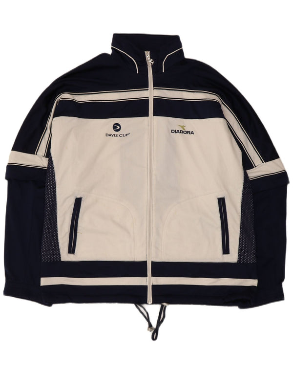 Diadora Mens Davis Cup Tracksuit Top Jacket UK 40 Médio Azul Marinho