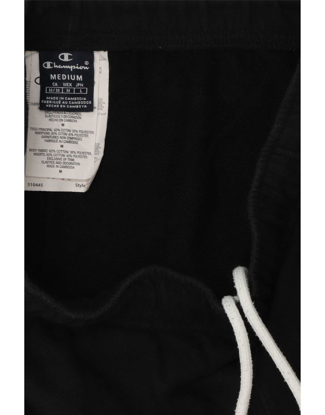 Shorts esportivos masculinos Champion médio algodão preto
