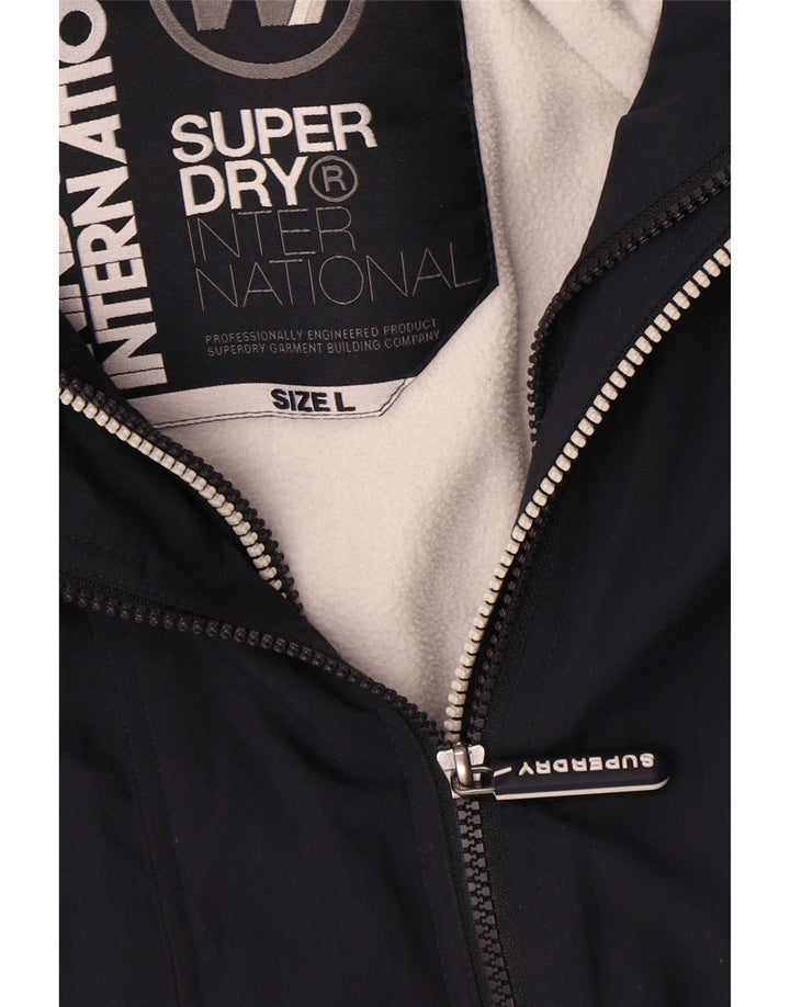 Jaqueta corta-vento com capuz feminino Superdry Reino Unido 16 grande poliéster azul marinho